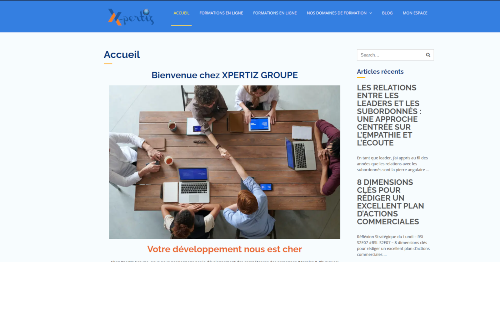 Xpertiz Groupe — interface d'origine, thème générique daté